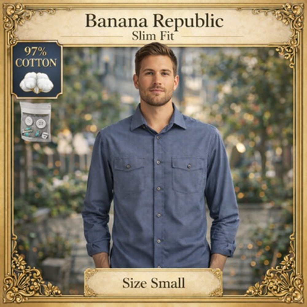 Banana Republic Shirt Mens Small Blue Slim Fit Geometric Button Down Pockets